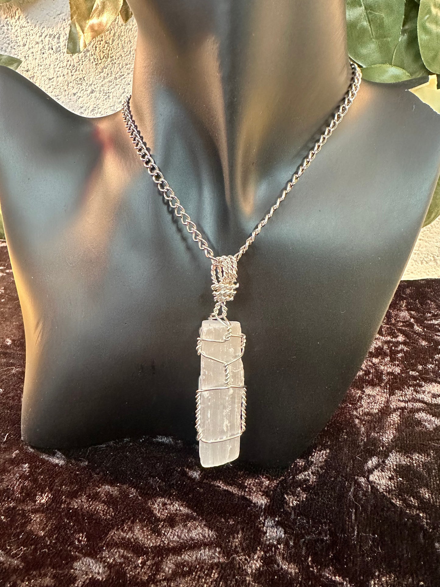 Selenite Pendant large