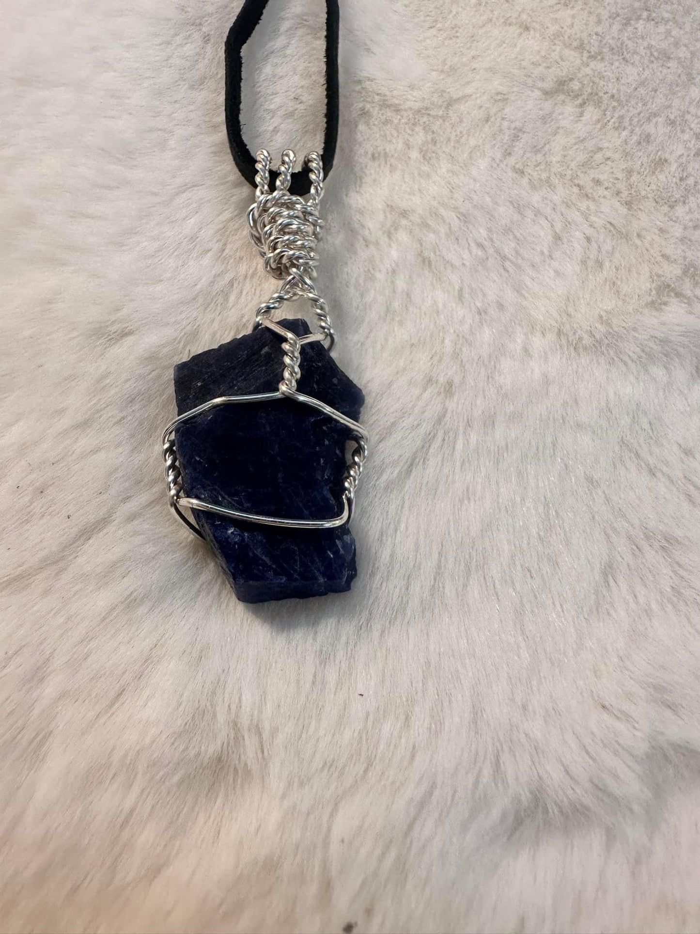 Blue sodalite w black leather