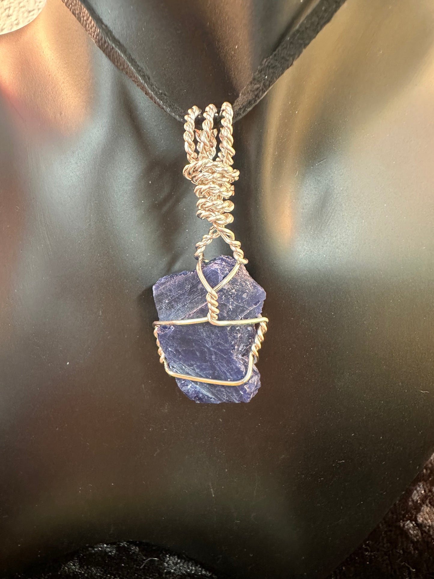 Blue sodalite w black leather