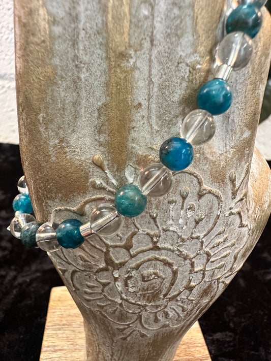 Blue Apatite/Quartz Bracelet