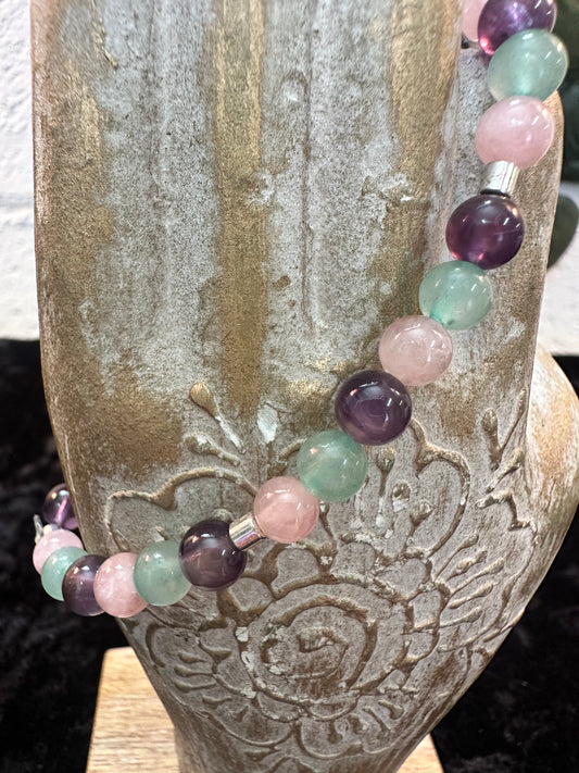 Amethyst, Rose Quartz, Green Aventurine Bracelet