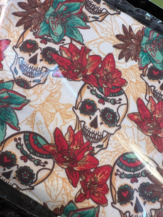 Dia de Los Muertos Makeup Bag Cloth Teal Rose