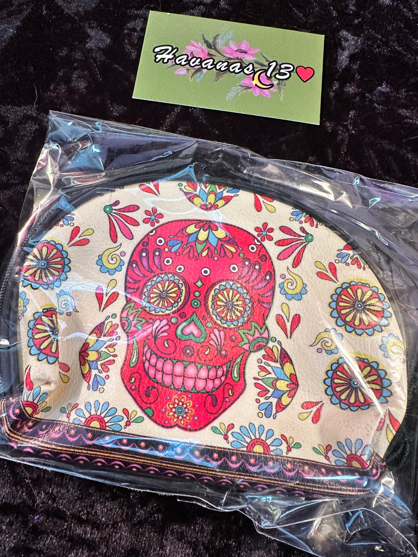 Dia De Los Muertos Makeup Bag/ Satchel  Off White/ Rose