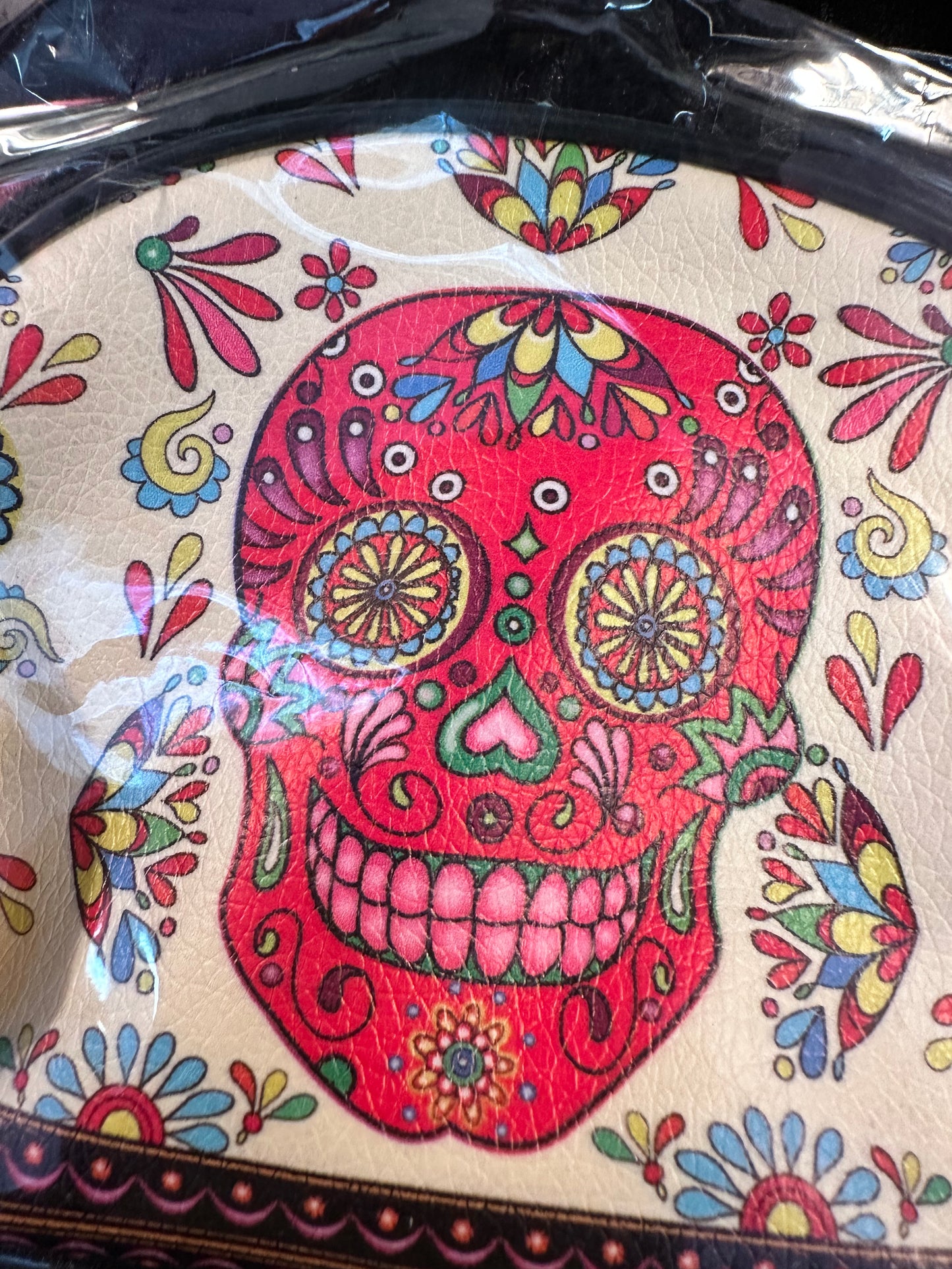 Dia De Los Muertos Makeup Bag/ Satchel  Off White/ Rose