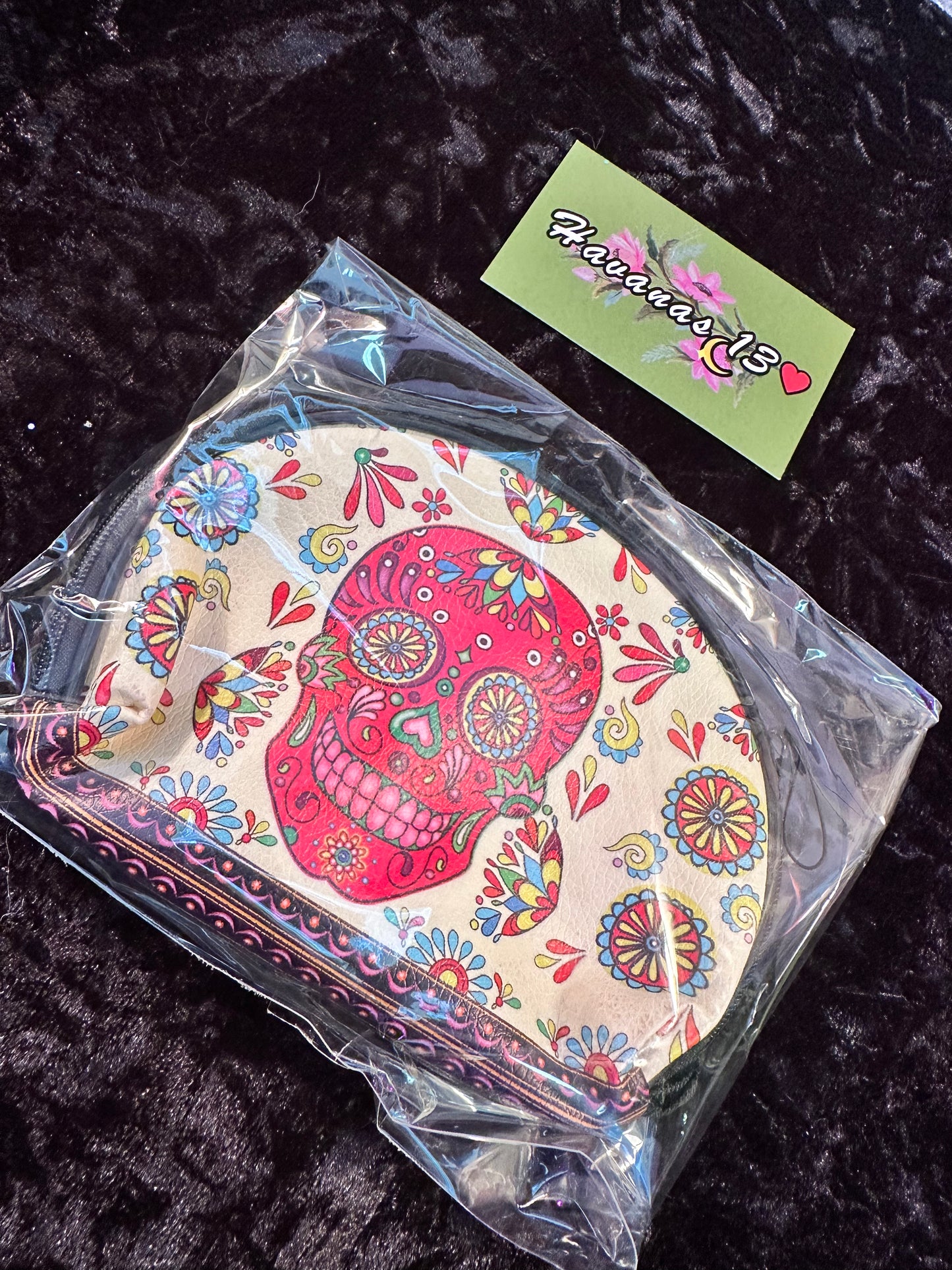 Dia De Los Muertos Makeup Bag/ Satchel  Off White/ Rose