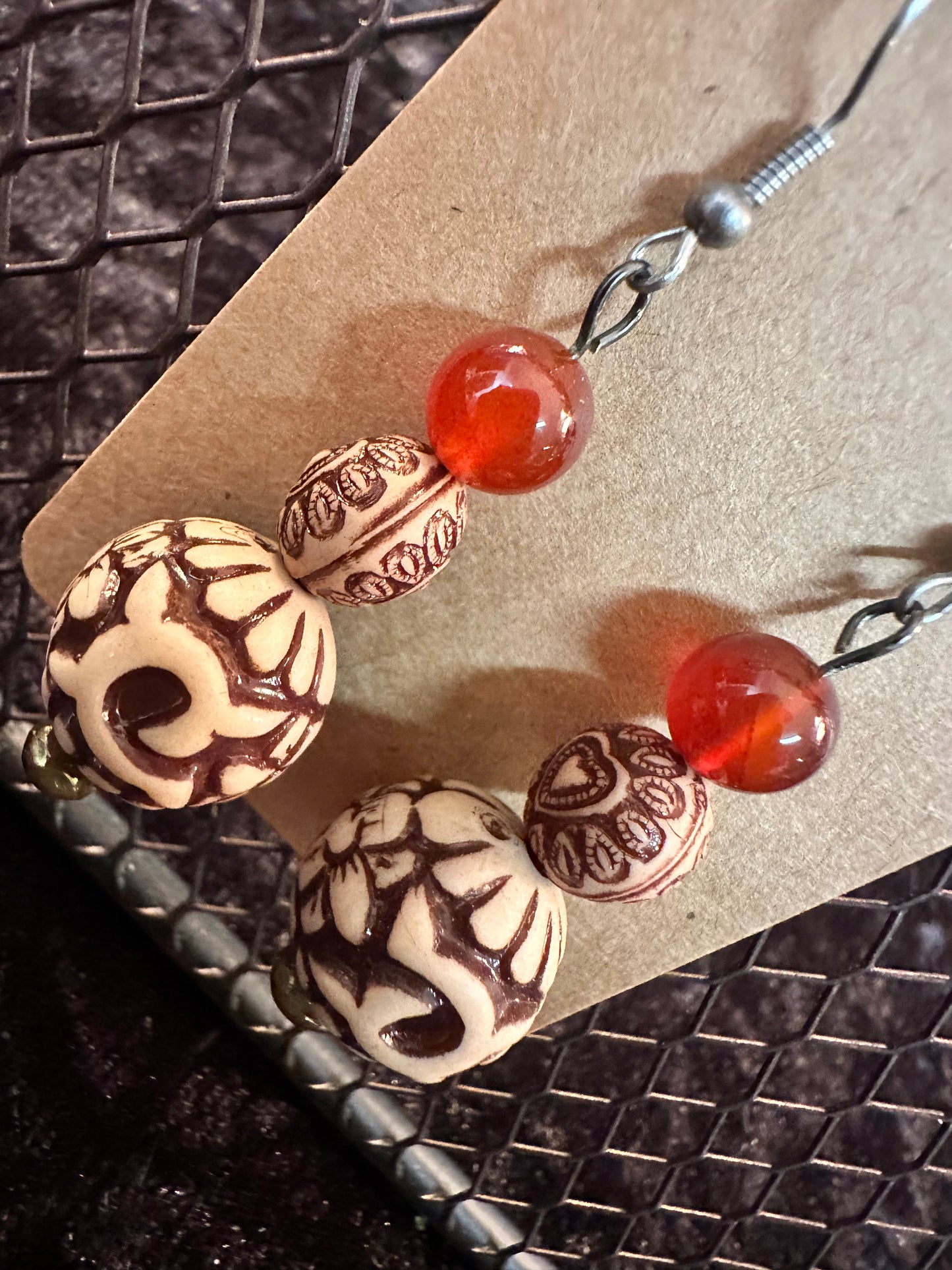 Island Vibe Tribal Orange Earrings