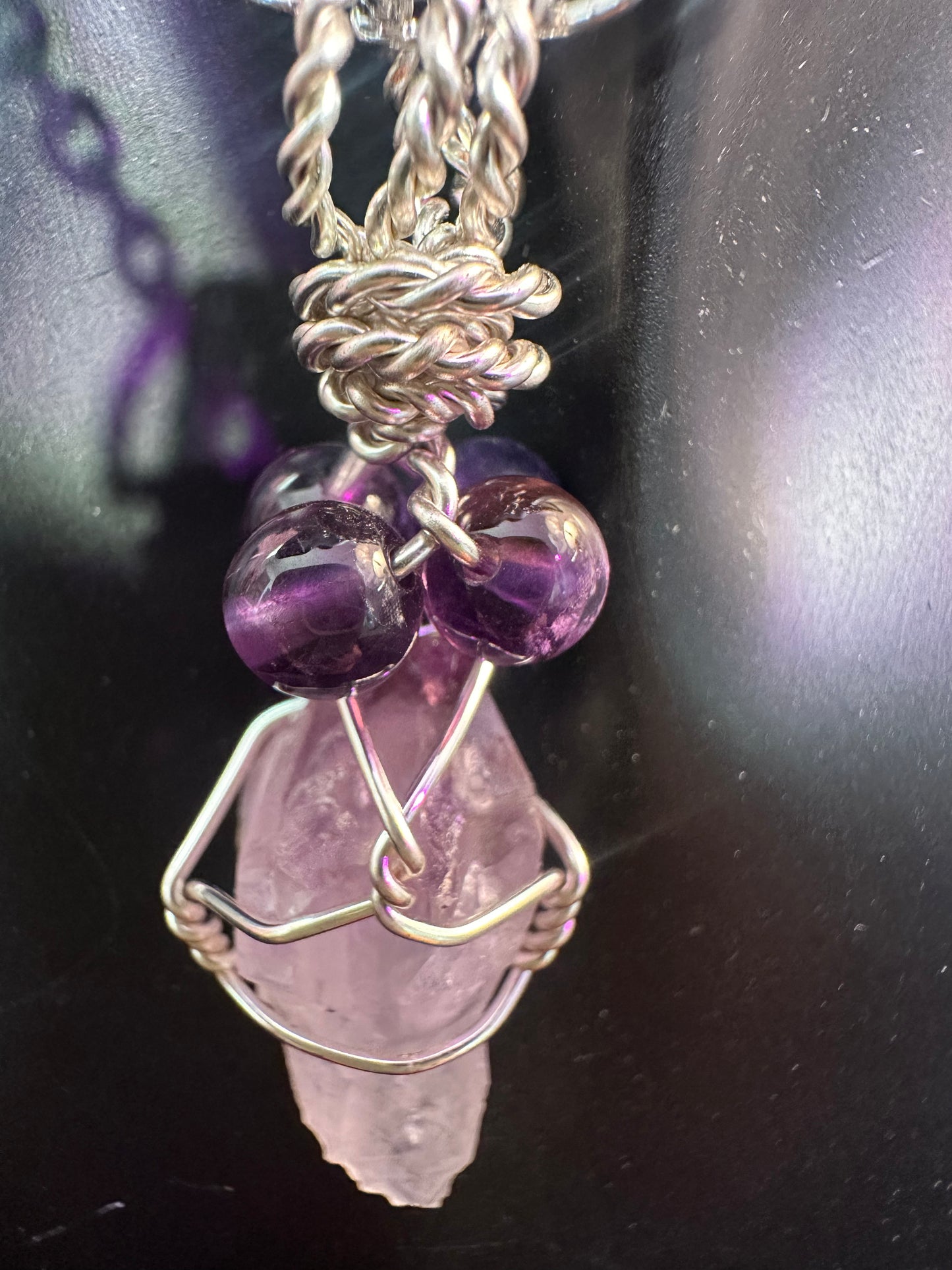 Amethyst crown wrap premium pendant