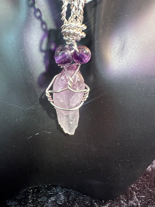 Amethyst crown wrap premium pendant