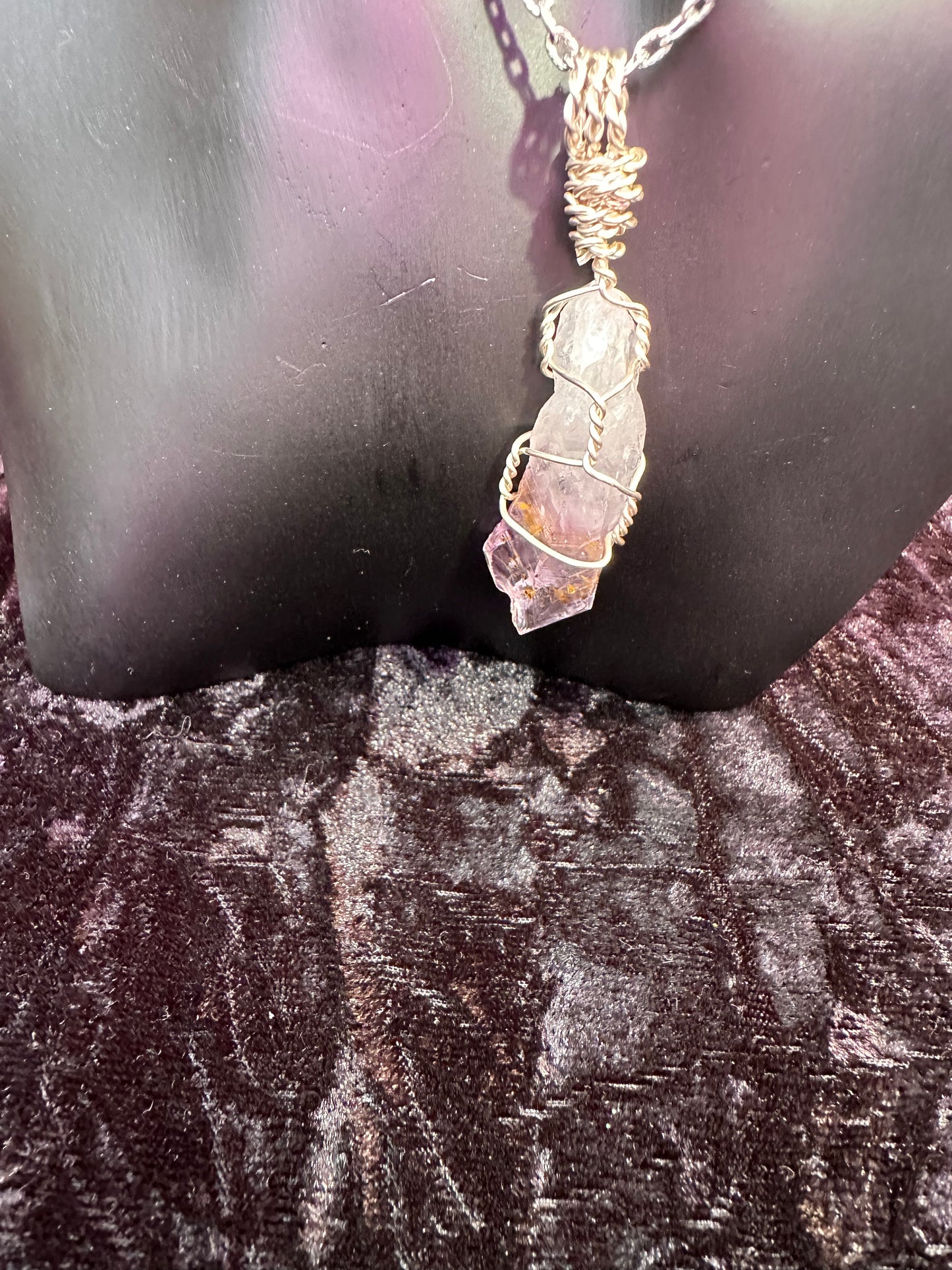 Rose Quartz wrapped with Strawberry Quartz