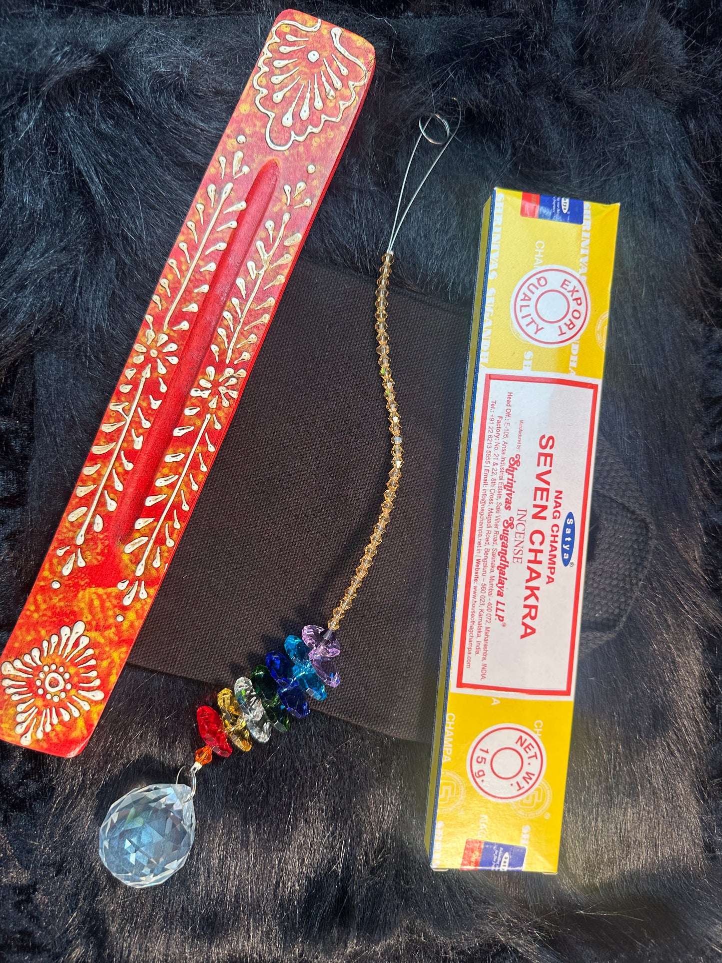 7 chakra suncatcher w 7 chakra incense and holder