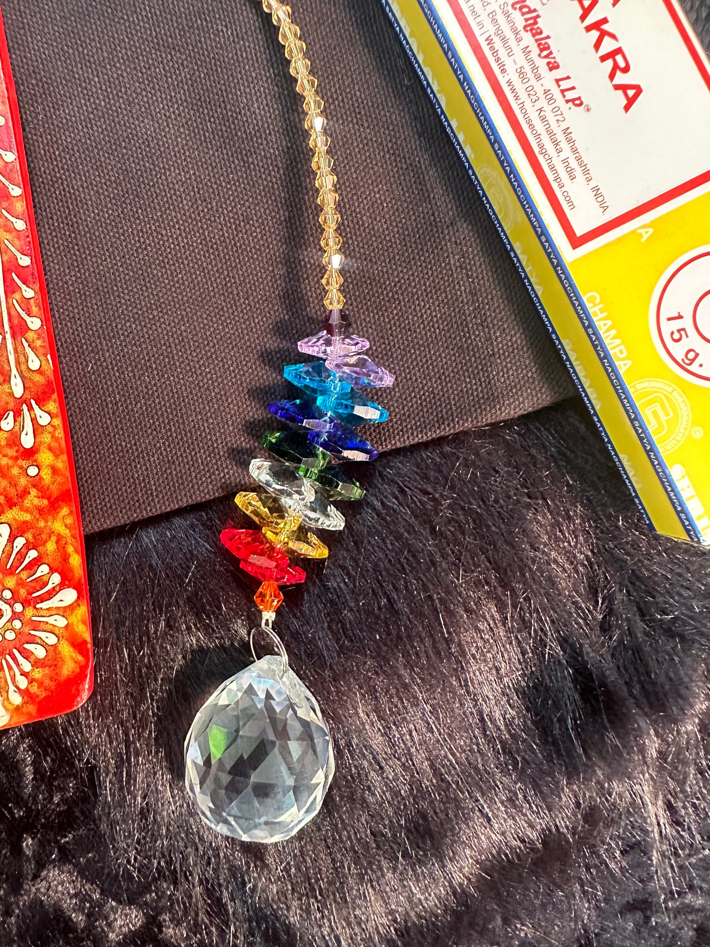 7 chakra suncatcher w 7 chakra incense and holder