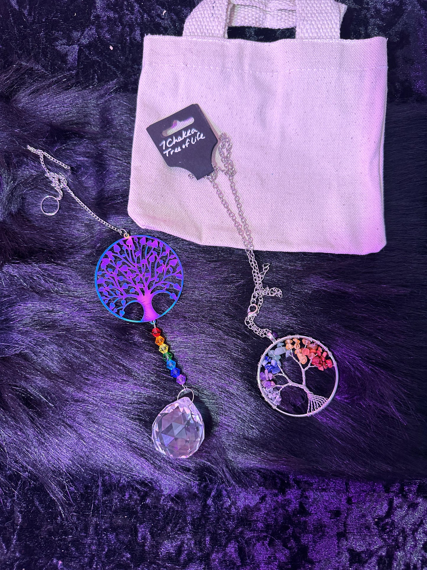 Chakra Tree of Life Set Necklace and suncatcher