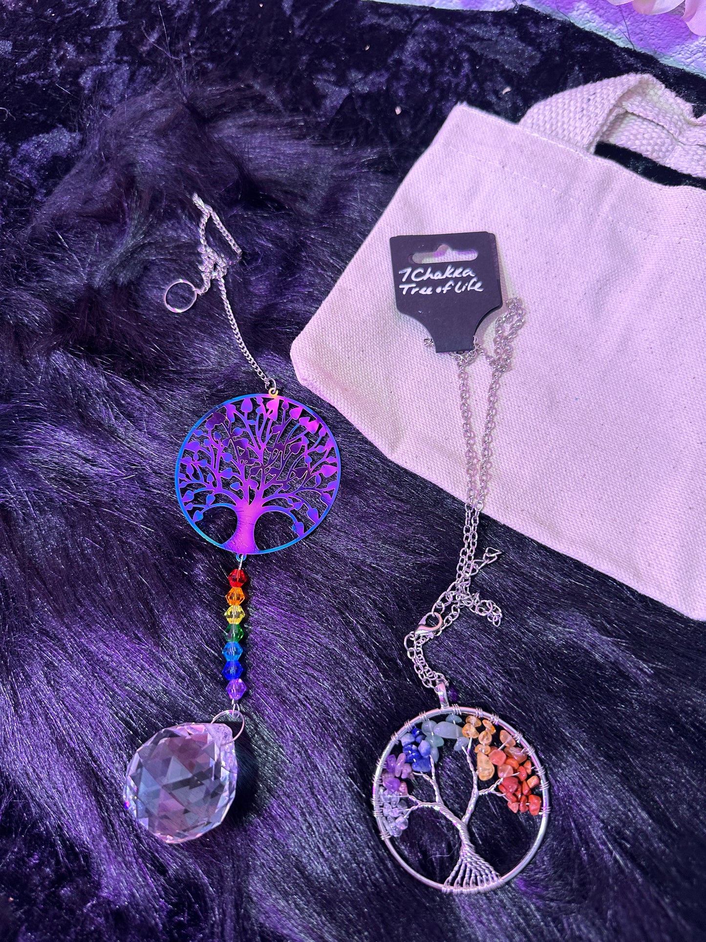 Chakra Tree of Life Set Necklace and suncatcher