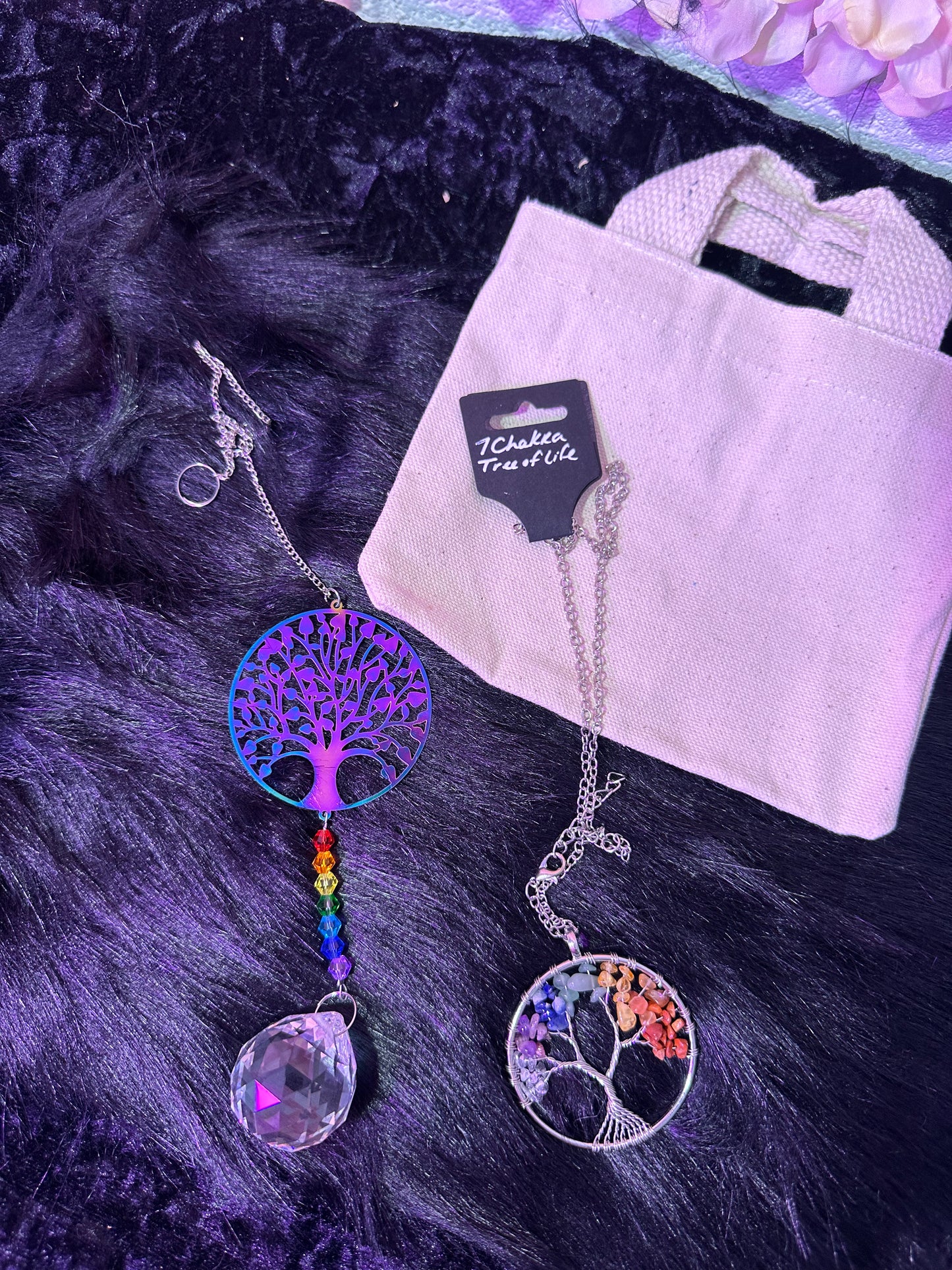 Chakra Tree of Life Set Necklace and suncatcher