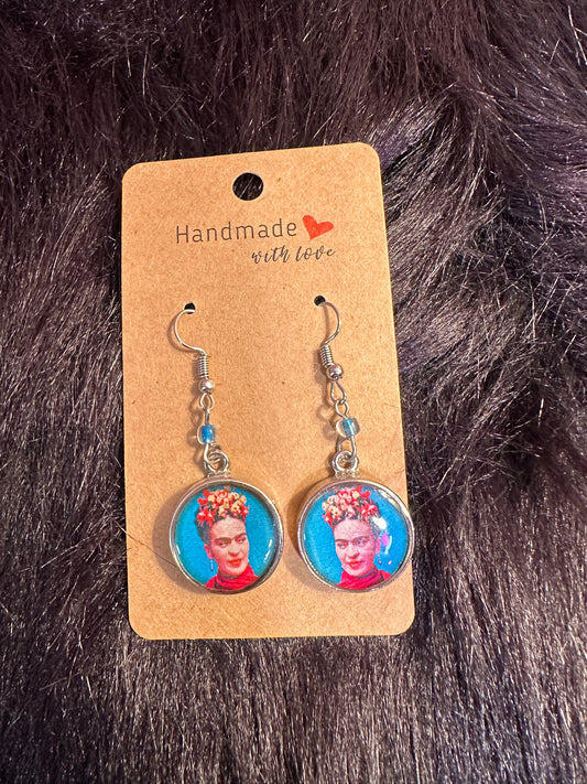 Frida Kahlo Earrings Blue/Red